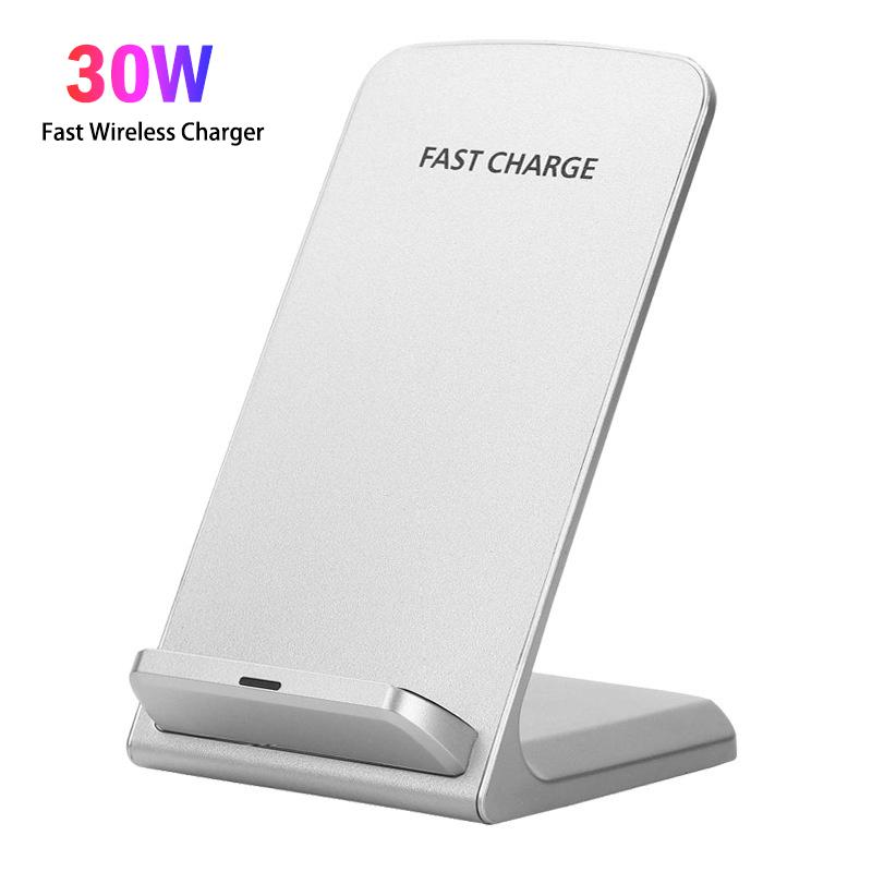 Новая сверхбыстрая подставка для зарядного устройства 50 Вт Qi Wireless Charger Dock Charger Station для iPhone 14 13 12 11 Pro Max X Xs Xr 8 Samsung Galaxy S30 S21 S20 S10