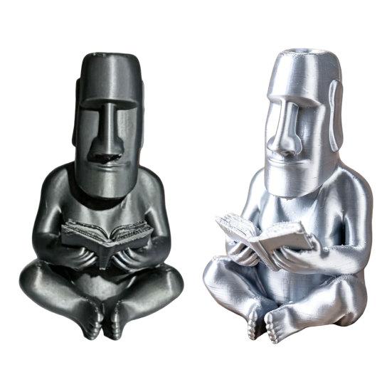 jijijing 3D Printed Reading Moai Figurine Ornament, Cross-Legged Sitting Statue Desktop Decoration, Creative Sculpture, Unique Gift for Students