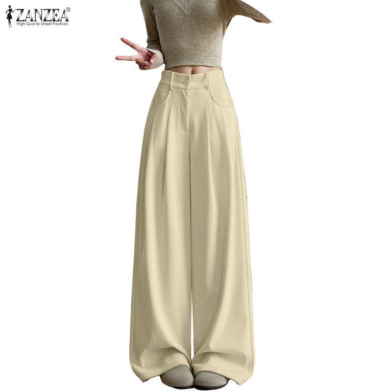 Solid Casual Zanzea Color Women Loose Wide Leg Pants