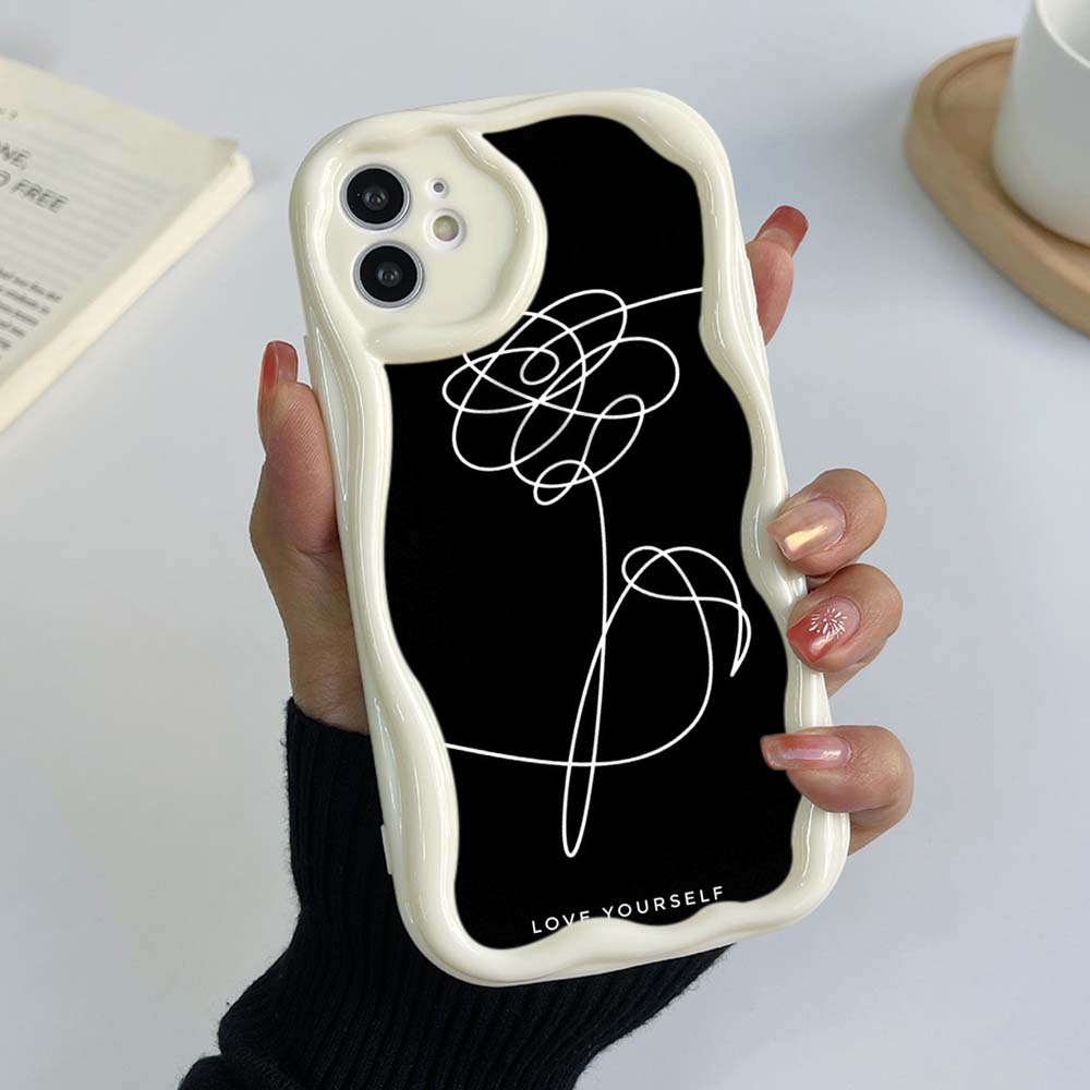 Чехлы для телефонов iPhone 11, 12, 13, 14, 15 Pro Max 7 Infinix Smart 8 Realme C55 C35 OPPO A17 A18 Love Yourself Мягкий чехол с цветочным рисунком, эксклюзивный кремовый узор