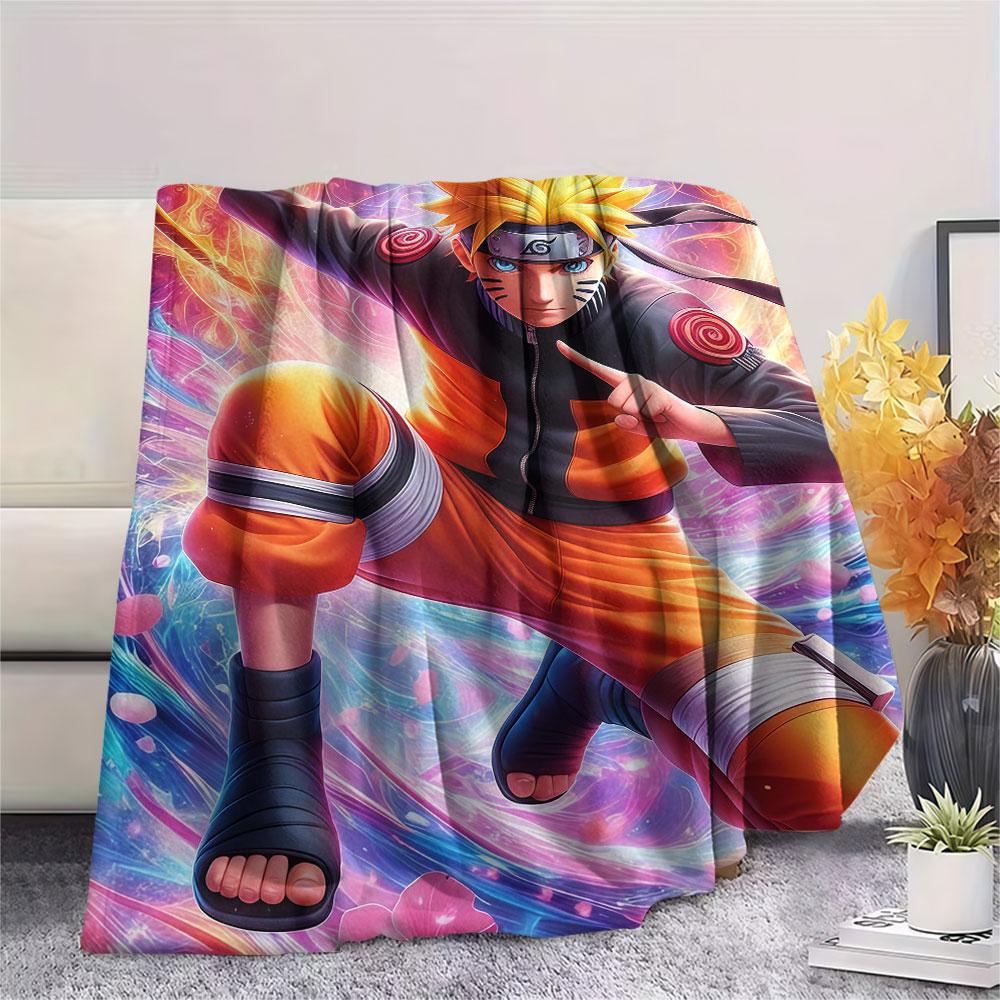 1Pc Naruto Print Flannel Blanket, High quality Comfortable for All Seasons, Home Decor, Warmth and Comfort, Perfect for Christmas Gifts