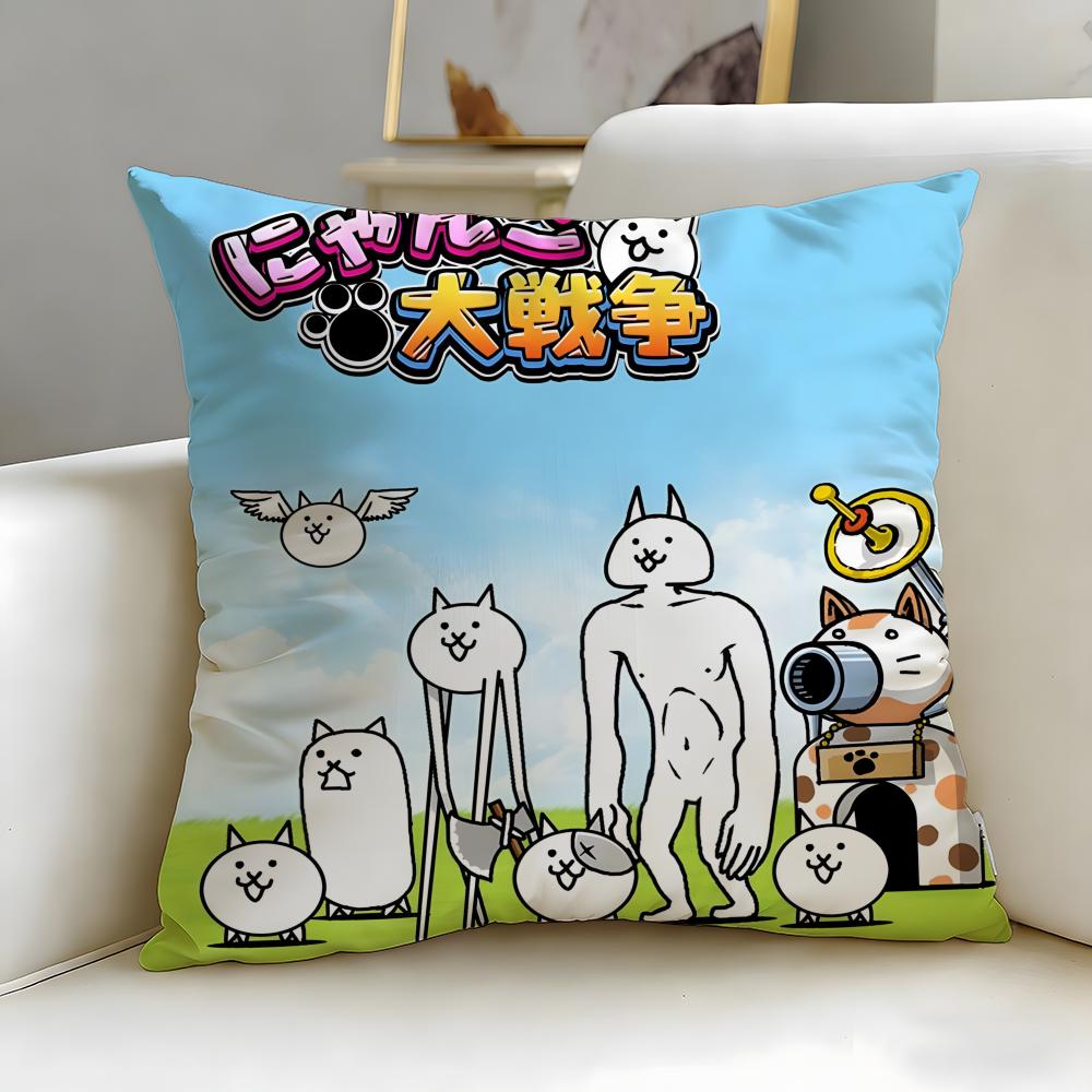 Популярная игра The Battle Cats Наволочка Мягкая Легко стирающаяся Чехол для подушки Универсальный для Дивана Кровати Путешествий и Офиса