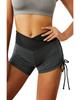 Black Side Drawstring Anti Cellulite High Waist Scrunch Butt Lift Shorts