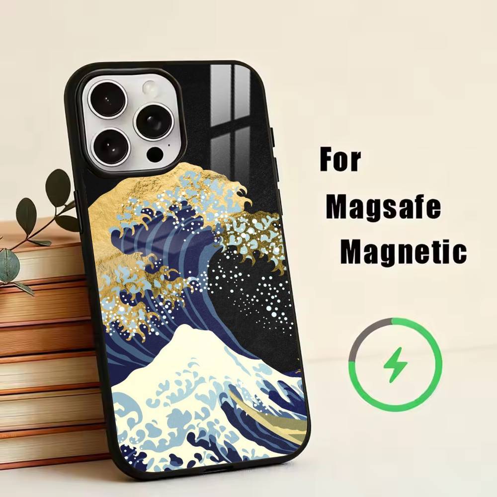 U-kiyo-e Ocean Waves art   Phone Case For iPhone17,16,15,14,13,12,11 Plus,Pro Magnetic with Magsafe Wireless Charging