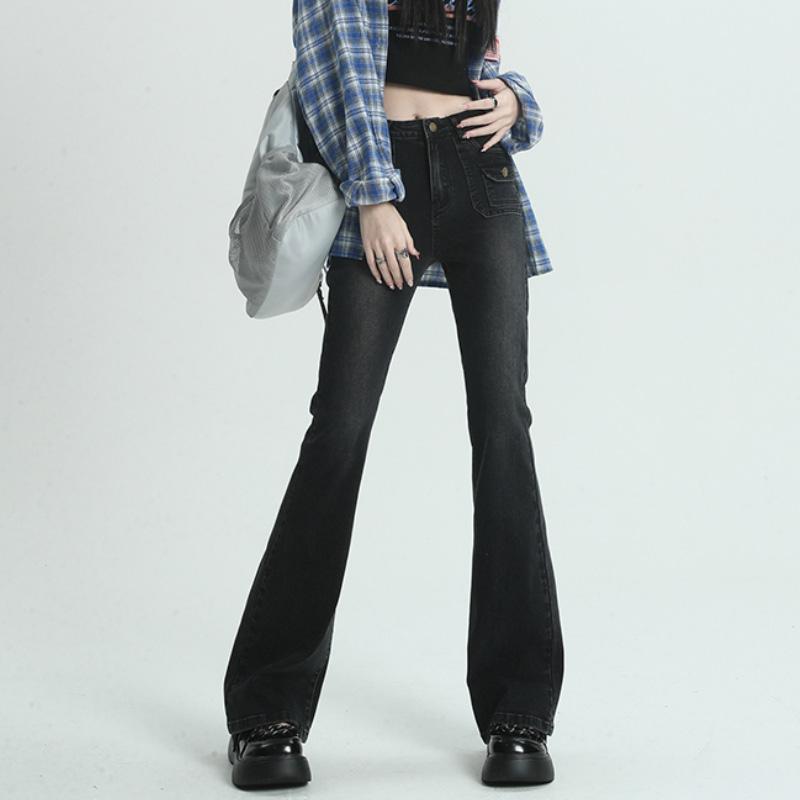 Ретро джинсы-карго для женщин, облегающие расклешенные брюки, эластичные джинсовые брюки с высокой талией, модная уличная одежда, женская одежда Y2k