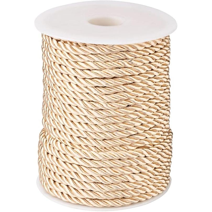 32.8 Yards Black Polyester Twisted Trim Cord Rope 5mm Twisted Decorative Cord Trim Thread String for Upholstery Curtain Tieback Honor Cord Home