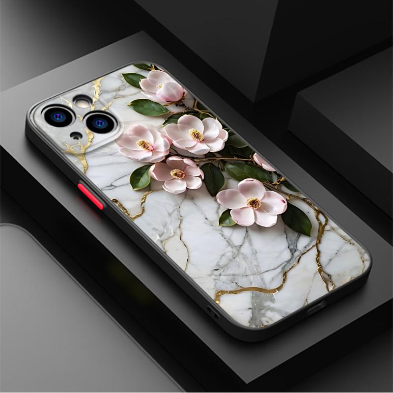 Чехол для телефона для iPhone 15 Pro Max 14 Plus 12 13 11 Pro Max SE 7 8 14 Pro XR XS X 15Pro 12 Mini Цветочный Мрамор
