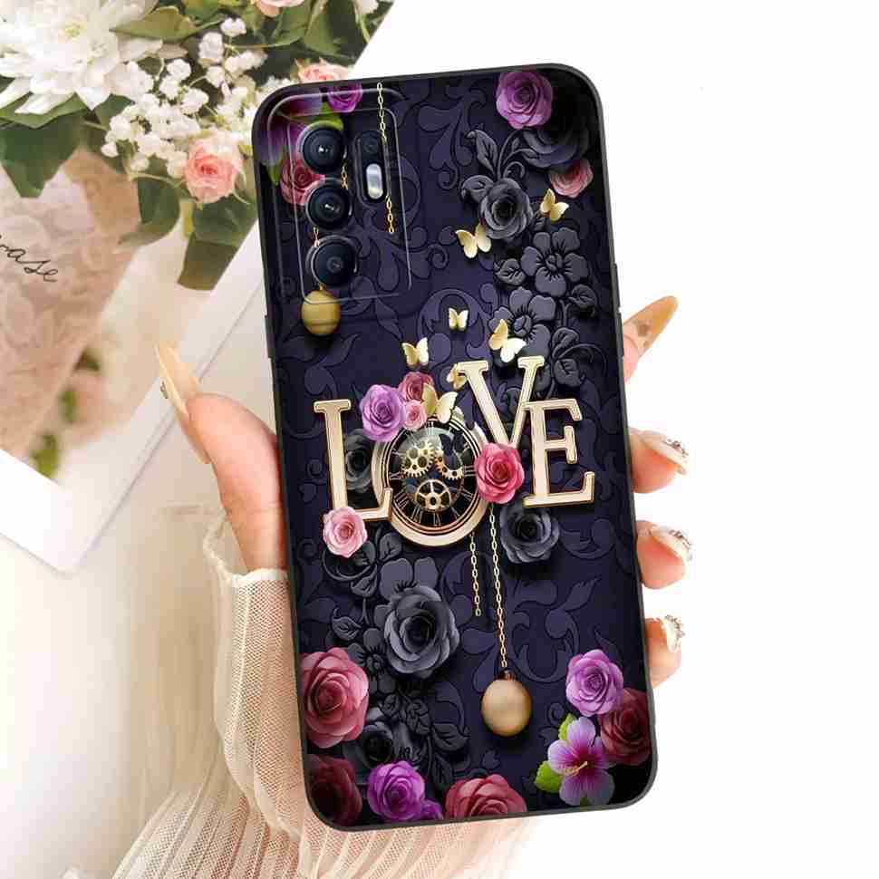 For Oppo Reno6 4G Case Fashion Cartoon Print Soft Silicone Cover For Oppo Reno6 4G CPH2235 Phone Cases Bumper