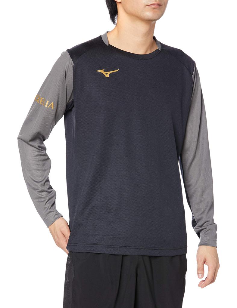 Mizuno Breath Thermo Black with Size XL Shirt, Morelia, P2MA0501, Charcoal, (Japan XL)