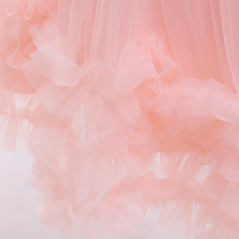 Girls Sequins Tulle Dress Sleeveless Bowknot Birthday Prom Princess Wedding Pageant Communion Party Long Ball Gown