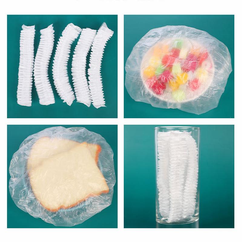 50/100PCS Disposable Food Cover Plastic Wrap Elastic Food Lids For Fruit Bowls Cups Caps Storage Kitchen Fresh Keeping Saver Bag