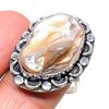 Жемчуг Бива Ручная работа Серебро 925 пробы Ювелирное кольцо Размер 9 G2T71