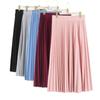 Spring and Autumn Fashion Women's High Waist Pleated Solid Color Half Length Elastic Skirt Promotions Lady Black Pink