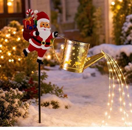Cross-border Bestseller Solar-powered Santa Claus Lawn Light Die Casting Wrought-iron Hollow-out Goblin Outdoor Courtyard Garden