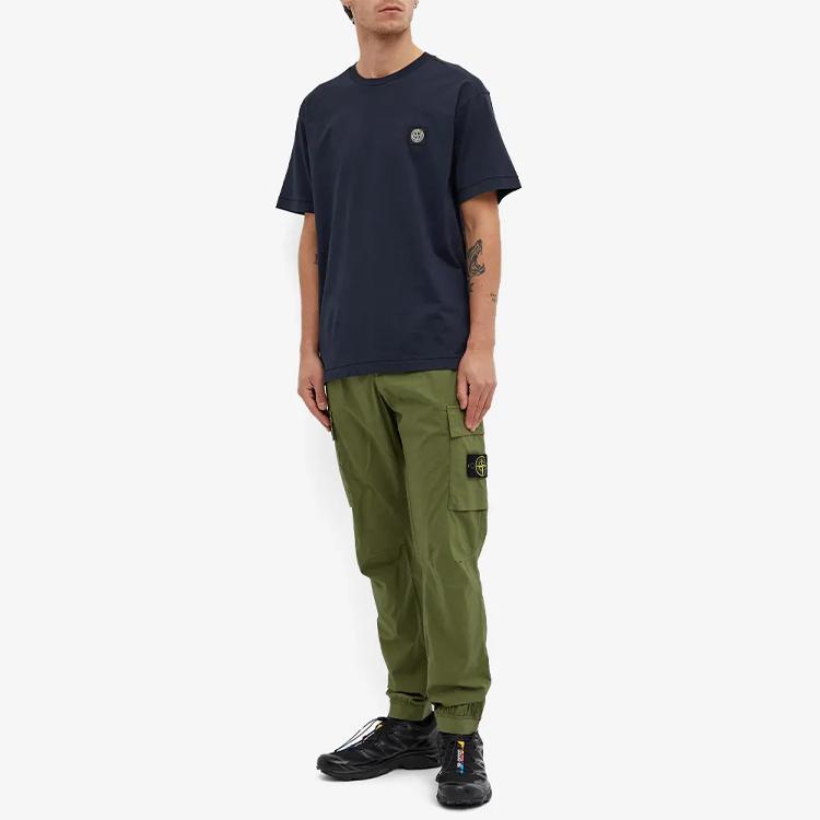 STONE ISLAND Футболка с логотипом-патчем, темно-синяя, мужская, уличная одежда 761524113-V0020