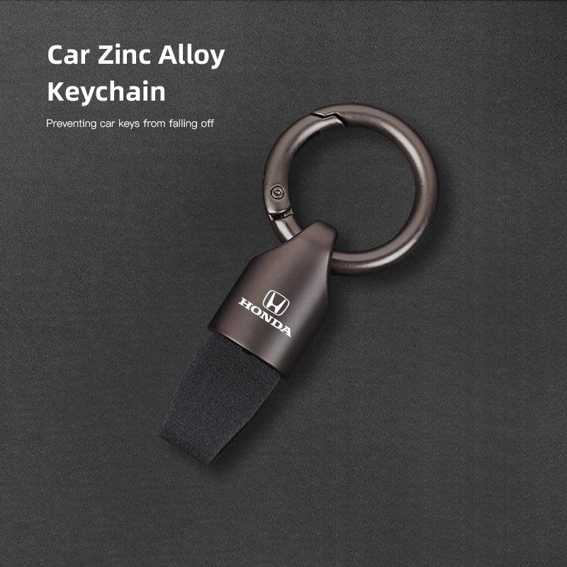 Zinc Alloy Car Key Chain Leather Car Key Strap Accessories For Honda Stepwgn Civic Accord Fit Jazz Pilot CRV Odyssey City Vezel ZP8