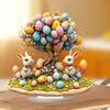 Easter Bunny Acrylic Ornament 2D Flat Print Colorful Eggs Tree Rabbit Ornament Desktop