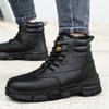 Men's High-Top Waterproof Winter Safety Shoes - Anti-Smash, Anti-Puncture, Velvet & Cotton Lined