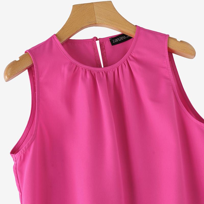 ZANZEA Женское повседневное платье-майка без рукавов с круглым вырезом