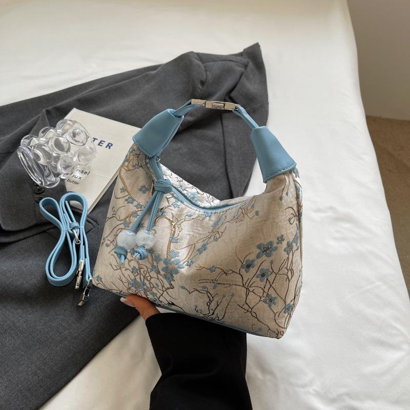 Новая женская сумка с вышивкой в китайском стиле 2024 года, новая модная сумка-мессенджер на одно плечо в иностранном стиле с принтом, переносная сумка для пельменей