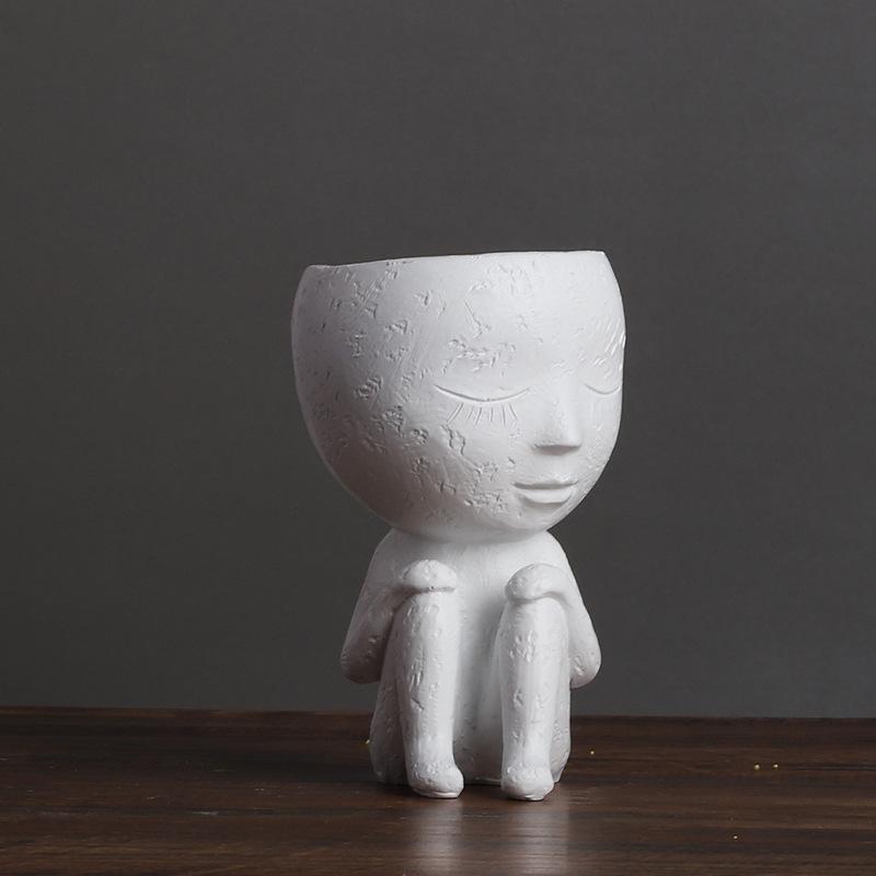 Скандинавская креативная ваза, милая кукла для девочки, суккулентное растение, цветочный горшок, украшение для дома, украшение из смолы, горшок для растений