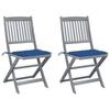 Day and Night - Day and Night Folding Garden Chairs 2 Pcs Cushions Solid Acacia Wood