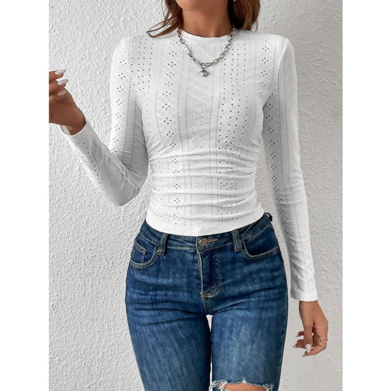 Женские осенние и зимние простые и универсальные футболки, модные облегающие топы с длинными рукавами, подчеркивающие фигуру, уменьшающие возраст