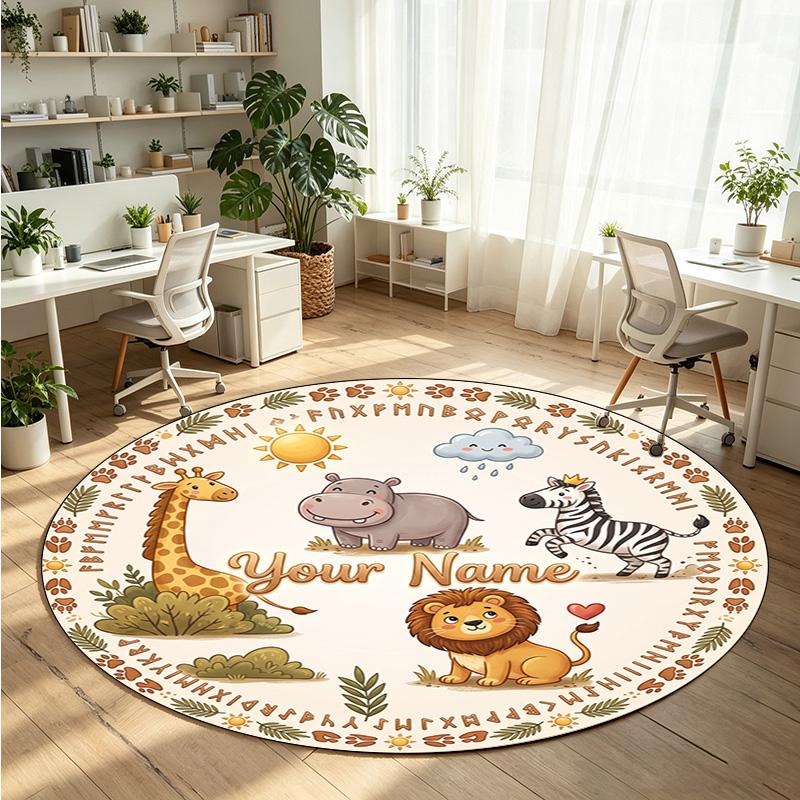 Mandala Ornament (121) Theme Round Crystal Velvet Rug Custom Name Text Personalized Floor Mat Home Decor Non Slip Crystal Carpet
