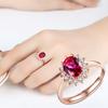 Exquisite Red Corundum Gemstone Ring In 18K Rose Gold-Plated Korean Silver Jewelry