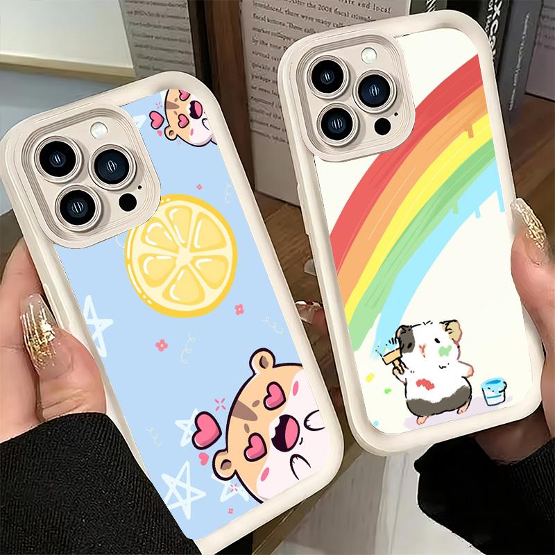 Чехол для телефона iPhone 17 Air 16E 15 16 Pro Max Мультяшный Милый Хомяк Чехол 14 Plus 13 12 Mini Мягкий Силиконовый Fundas