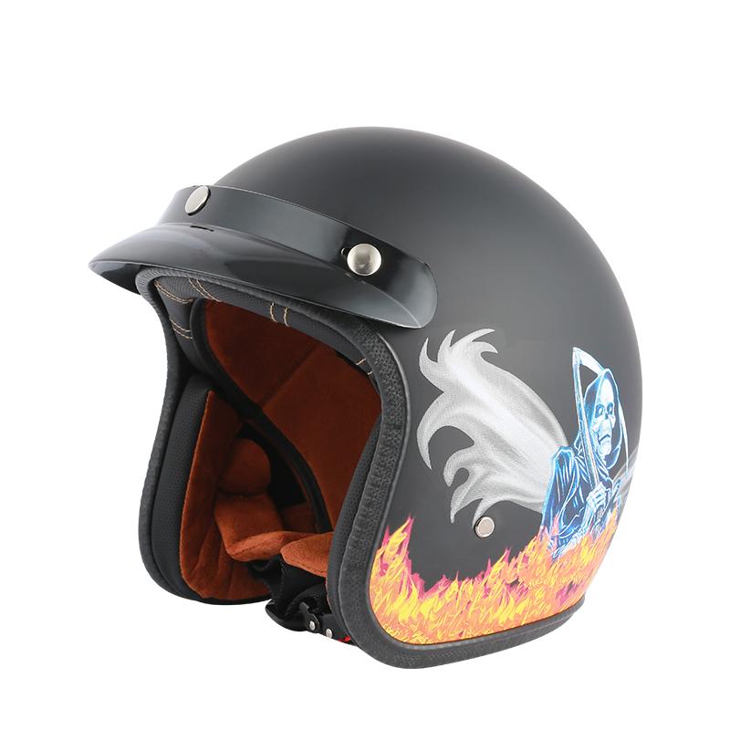 Ретро полуоткрытый мотоциклетный шлем Jet Аксессуары для мотокросса Casco Moto Helmet 3/4 с открытым лицом Винтажный шлем Four Seasons Capacete