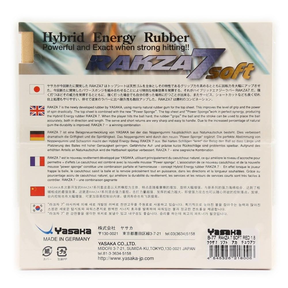 YASAKA Table Tennis Rubber Rakuza 7 Soft 20 Thickness B-77