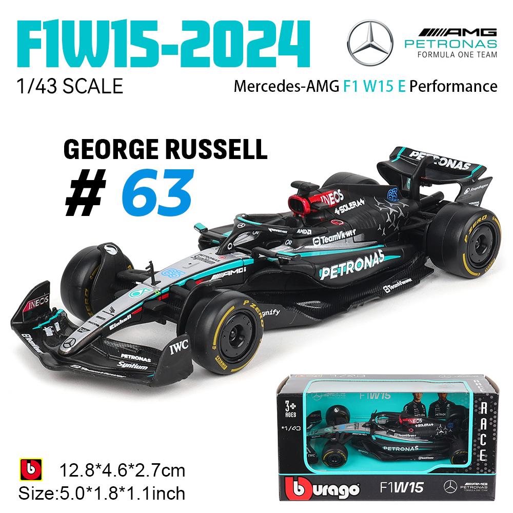 Bburago 1:43 Mercedes-AMG Petronas F1 Команда W15 2024 № 44 Хэмилтон № 63 Джордж Расселл модель из литого сплава
