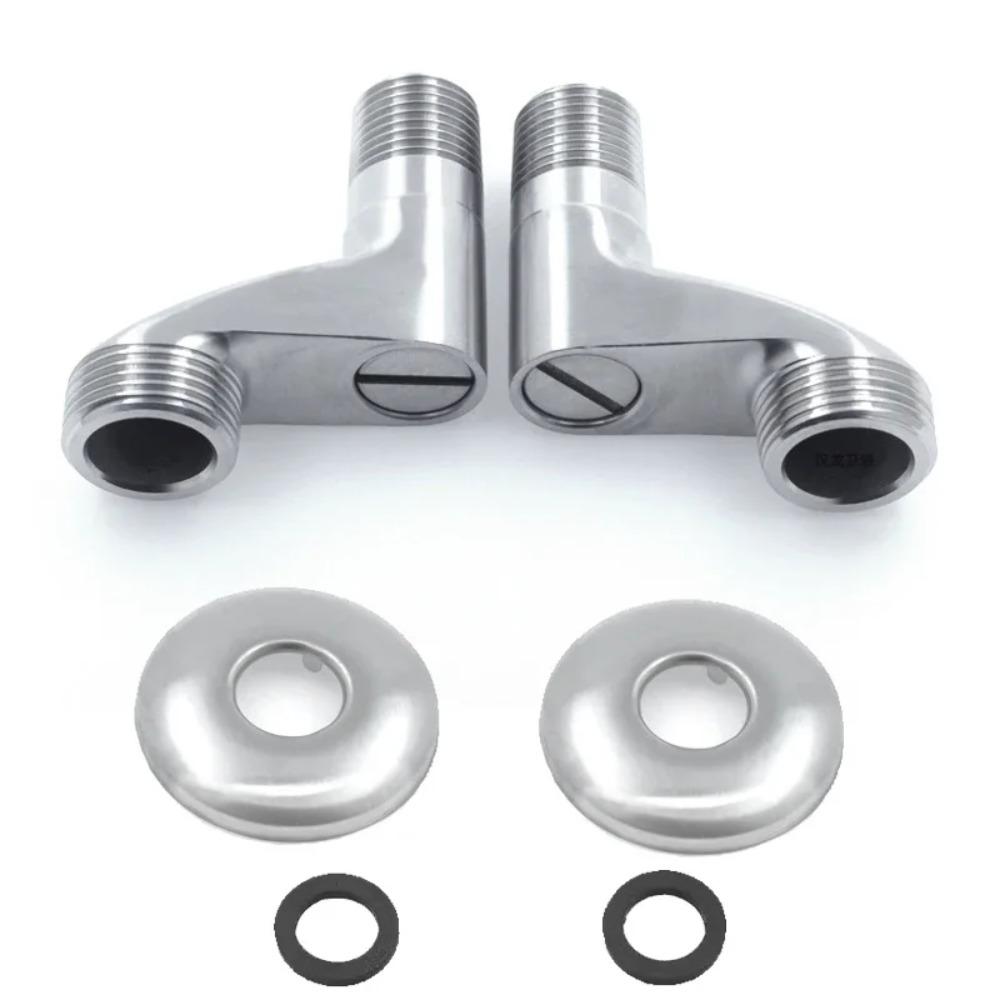 Width Adjustable Angle Valve Replacement Shower Faucet Adapter Part Stainless steel Wall Mounted Bathroom Accessories 2Pcs/Set