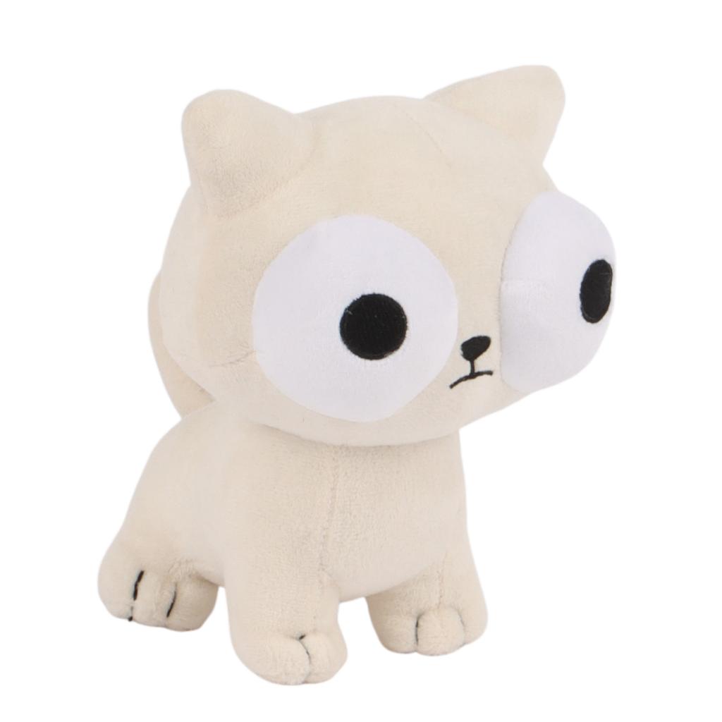 Cute Staring Cat Plush Toy Soft Stuffed Animal Big-eye White Cat Plushie For Kids Birthday Xmas Gift Home Decor Cuddle Companion