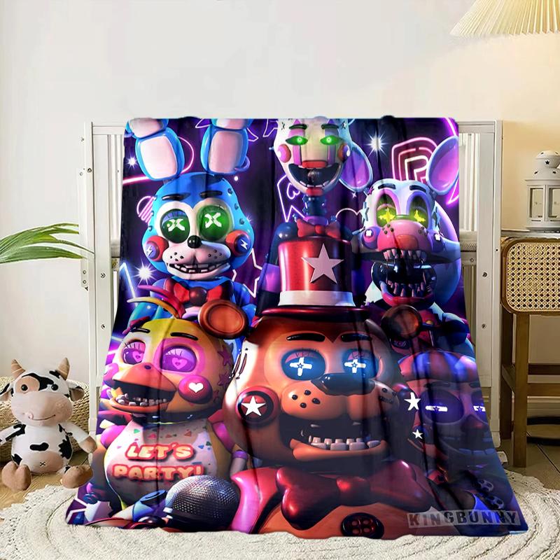 Fnaf Character Collage Blanket Flannel Blanket for bed, sofa, Camping, Hiking, Picnic Essentials, gift for family Fan gifts