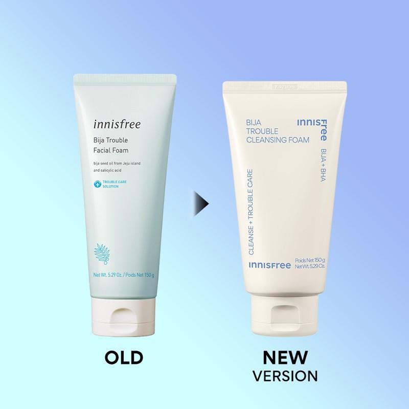 Innisfree Очищающая пенка Bija Trouble Cleansing Foam 150 г, предназначена для кожи, склонной к появлению акне, помогает устранить недостатки, а также избавиться от излишков жира и грязи внутри пор.