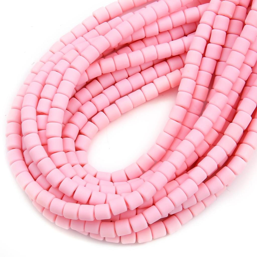 60pcs/Bag 6x6mm Flat Round Cylinder Polymer Resin Clay Beads Loose Spacer Handmade Beads For DIY Jewelry Making Bracelets Necklaces Crafts 38cm/15