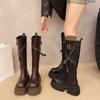 Over The Knee Long Boots Women Winter , New Style With Belt Buckle, Handsome Height Increasing Tube Thick Soled Knight Boots