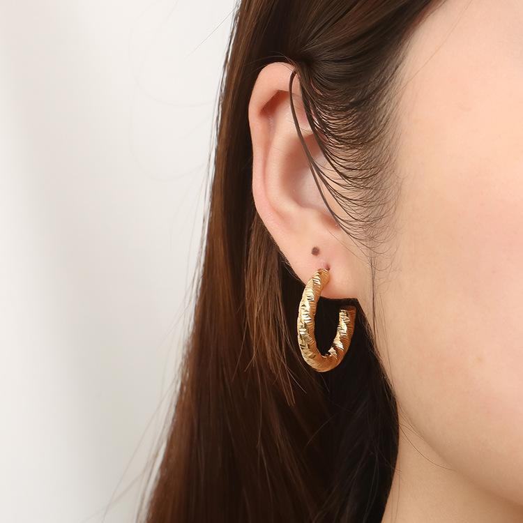 Серьги-гвоздики Batch Flower 18KC из нержавеющей стали, круглые, в стиле ретро, легкие, роскошные, ювелирные изделия для ушей