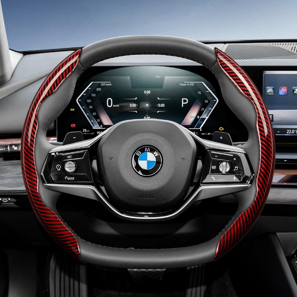 AYCCV1 Carbon fiber texture steering wheel cover for BMW fits X3 3 5 2 4 1 7 8 Series X1 X5 X2 X4 X6 X7 iX i4 i5 i7 Z4 XM iX1 iX2 non slip wear