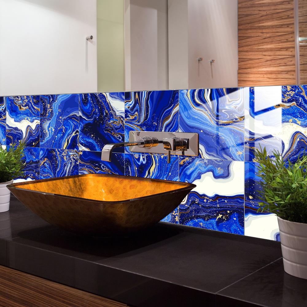 10 шт., наклейка на голубую мраморную плитку, кухонный шкаф, ванная комната, домашний декор, самоклеящаяся кристаллическая твердая пленка, художественные наклейки на стены