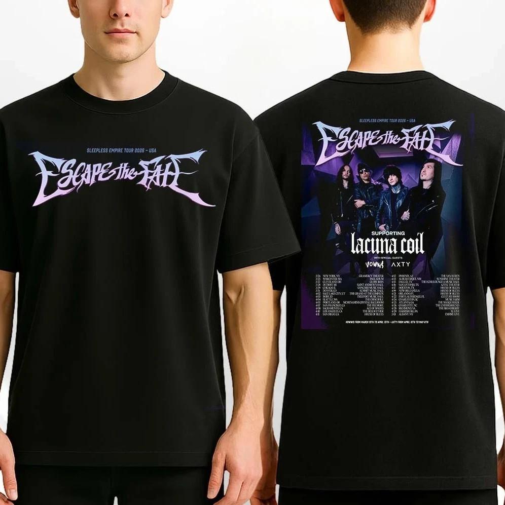 Escape The Fate And Lacuna Coil Sleepless Empire USA Tour 2026 T-Shirt S-5XL Unisex T-Shirt