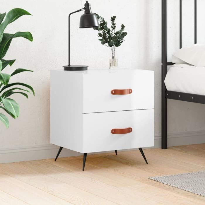 VidaXL Bedside Table High Gloss White 40x35x47.5 Cm Engineered Wood 827248