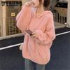 Brand Large Version of Knitting Temperament Commuter Blue Jumper Lazy Wind Twist Loose Women's Hooded Pullover Sweater Shirts