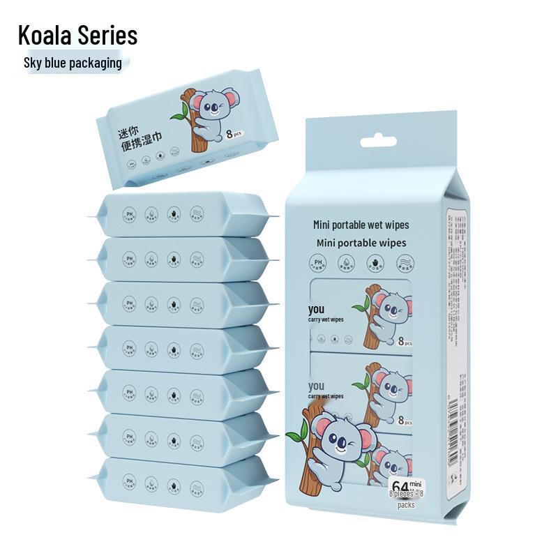 Мини влажные салфетки дорожный набор: 8 детских салфеток в упаковке, специально для детских рук