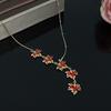 Модный темперамент изысканный роскошный красный циркон кленовый лист кулон ожерелье женский ARI