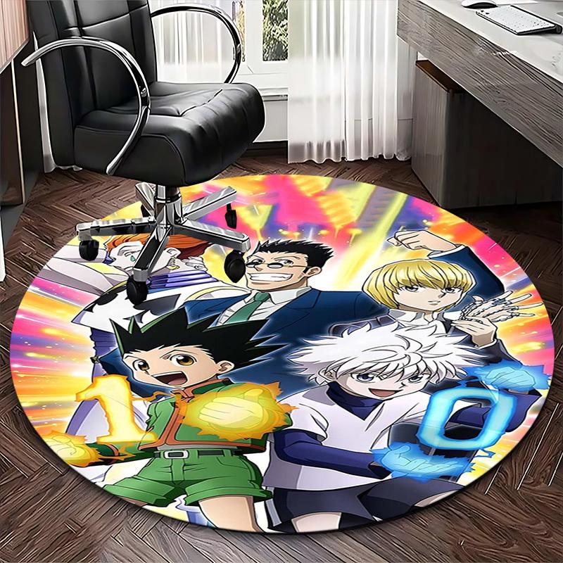 1pc Hunter x Hunter 10th Anniversary Edition Round Carpet - Anime Cartoon Design, Office Chair Mat, Non-Slip Rug for Home Decor, Living Room, Bedroom,