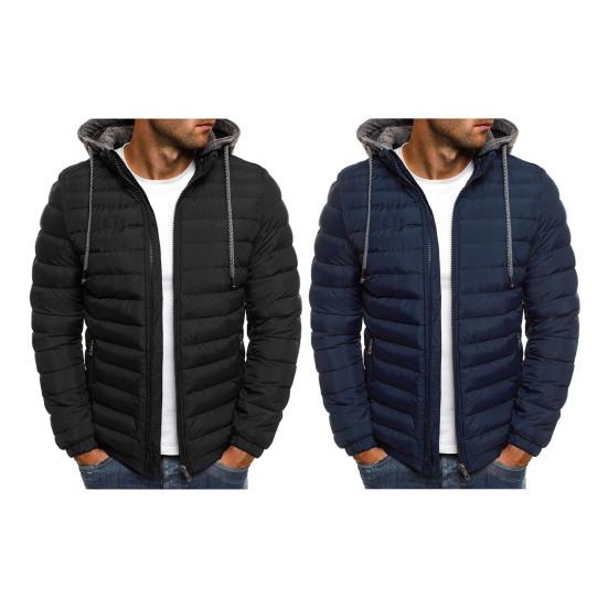 Мужское хлопковое пальто с капюшоном и завязками на шнурке, длинный рукав, теплая зимняя куртка с застежкой-молнией, плюшевая подкладка, плотная верхняя одежда