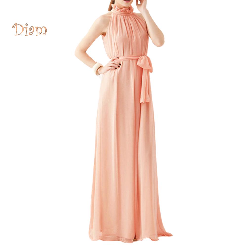 Женское вечернее шифоновое макси платье без рукавов